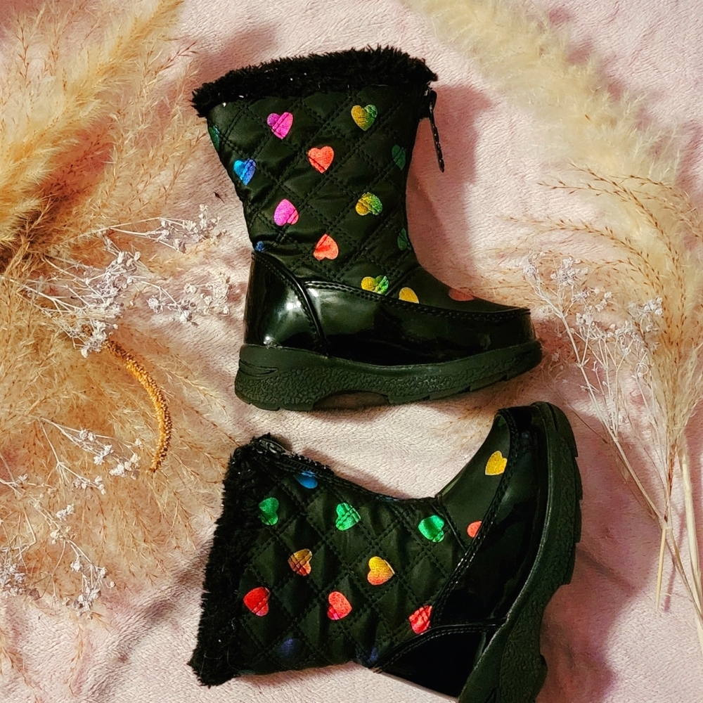 98 Totes girls black snow boots baby girl size 5c